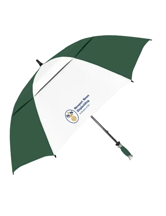 Dark Green/White Vented Typhoon Tamer Golf Umbrella w/NNS Logo