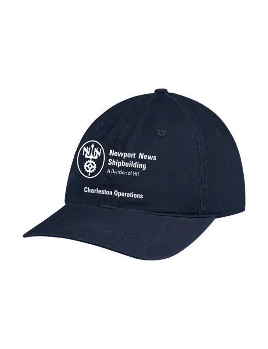 Garment Washed Unstructured Twill Navy Cap w/NNS Charleston Operations Logo