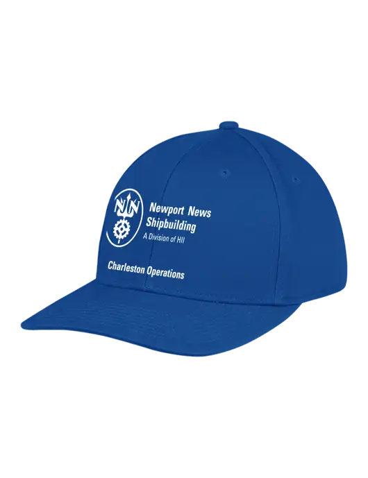 Premium Modern Structured Twill Royal Snapback Cap w/NNS Charleston Operations Logo