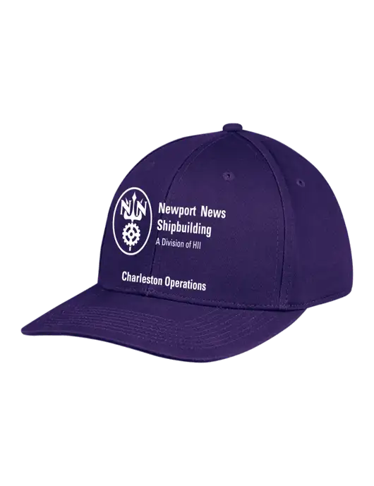 Premium Modern Structured Twill Purple Snapback Cap w/NNS Charleston Operations Logo
