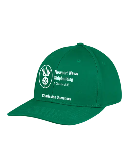Premium Modern Structured Twill Kelly Green Snapback Cap w/NNS Charleston Operations Logo