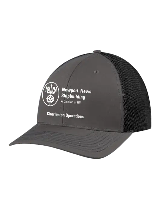 Richardson Adjustable Snapback Original 112 Trucker Cap Dark Grey w/Black Mesh w/NNS Charleston Operations Logo