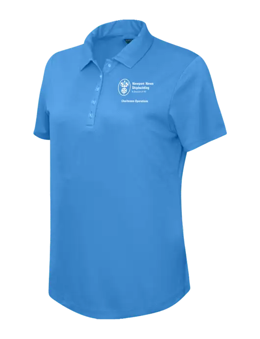 Callaway Womens Birdseye Dark Carolina Blue Polo w/NNS Charleston Operations Logo