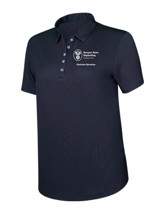 Callaway Womens Birdseye Black Polo w/NNS Charleston Operations Logo