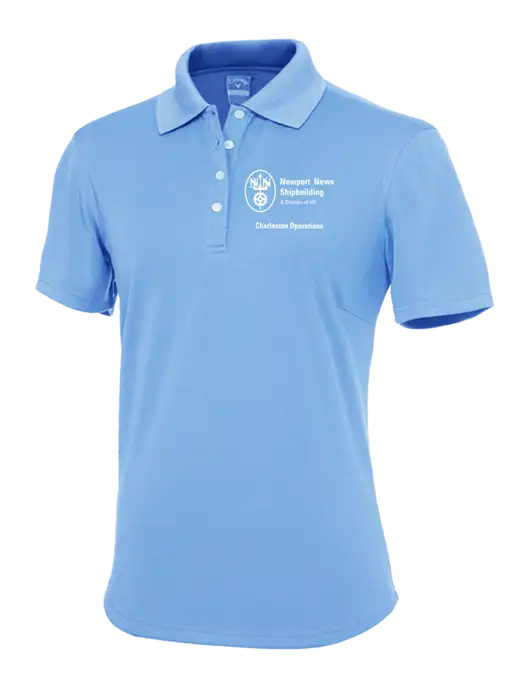 Callaway Womens Core Light Blue Performance Polo w/NNS Charleston Operations Logo