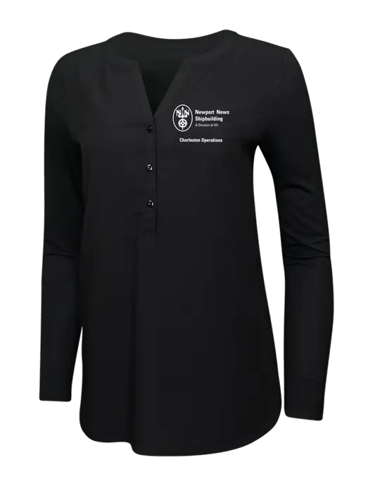 Womens Black Concept Henley Tunic w/NNS Charleston Operations Logo