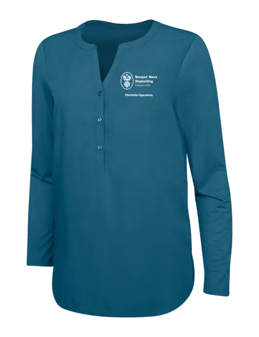 Womens Dark Slate Blue Concept Henley Tunic w/NNS Charleston Operations Logo