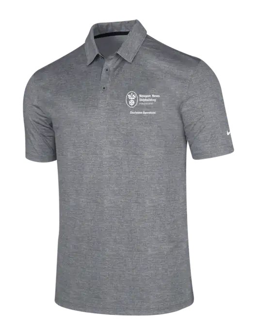NIKE Medium Grey Dri-Fit Crosshatch Polo w/NNS Charleston Operations Logo