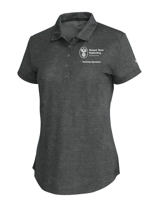 NIKE Charcoal Womens Dri-Fit Crosshatch Polo w/NNS Charleston Operations Logo