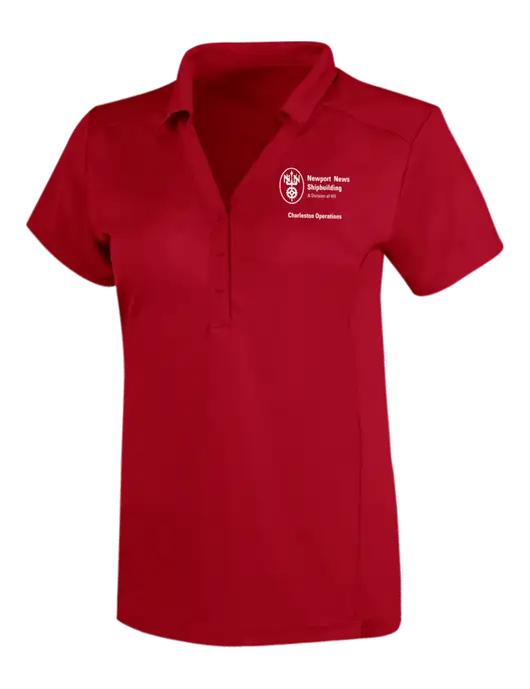 OGIO Red Womens Framework Polo w/NNS Charleston Operations Logo