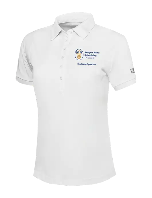 OGIO Womens Bright White Jewel Polo w/NNS Charleston Operations Logo