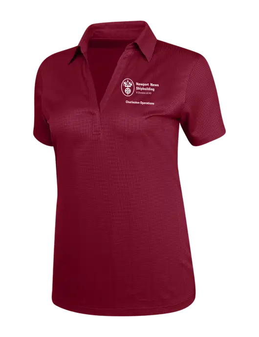 Red Womens Performance Fine Jacquard Polo w/NNS Charleston Operations Logo