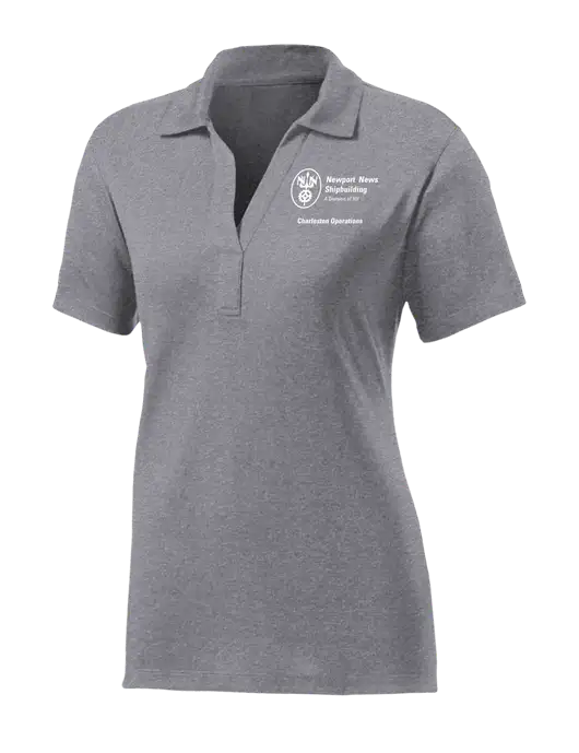 Womens Medium Grey Heather Contender Polo w/NNS Charleston Operations Logo