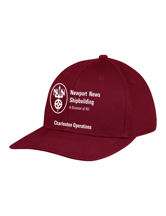 Premium Modern Structured Twill Maroon Snapback Cap w/NNS Charleston Operations Logo