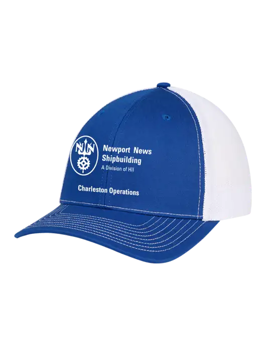 Richardson Adjustable Snapback Original 112 Trucker Cap Royal w/White Mesh w/NNS Charleston Operations Logo
