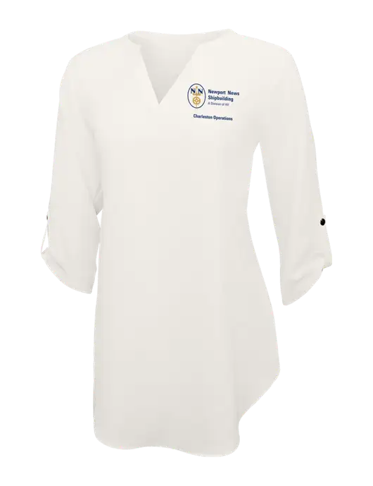 Ivory Womens 3/4 Sleeve Tunic Blouse w/NNS Charleston Operations Logo