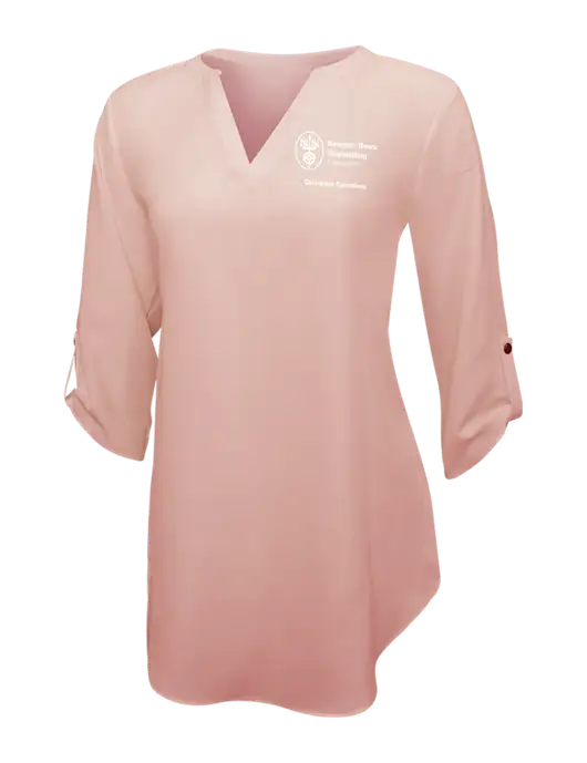 Light Coral Womens 3/4 Sleeve Tunic Blouse w/NNS Charleston Operations Logo