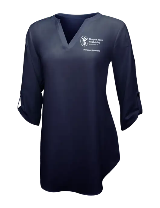 Navy Womens 3/4 Sleeve Tunic Blouse w/NNS Charleston Operations Logo