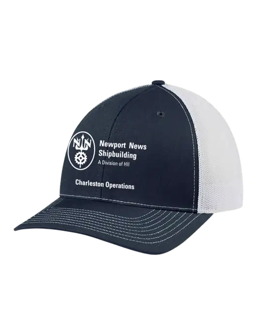 Richardson Adjustable Snapback Original 112 Trucker Cap Navy w/White Mesh w/NNS Charleston Operations Logo