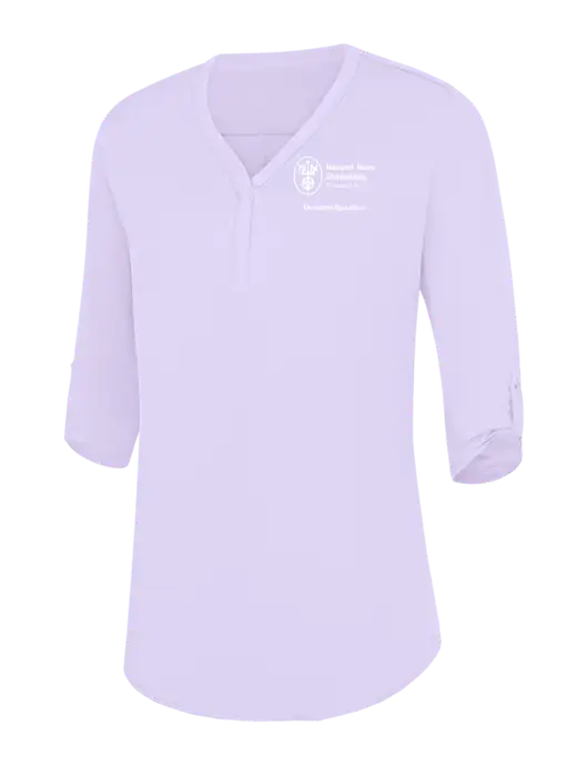 Womens Very Light Purple City Stretch 3/4-Sleeve Tunic w/NNS Charleston Operations Logo