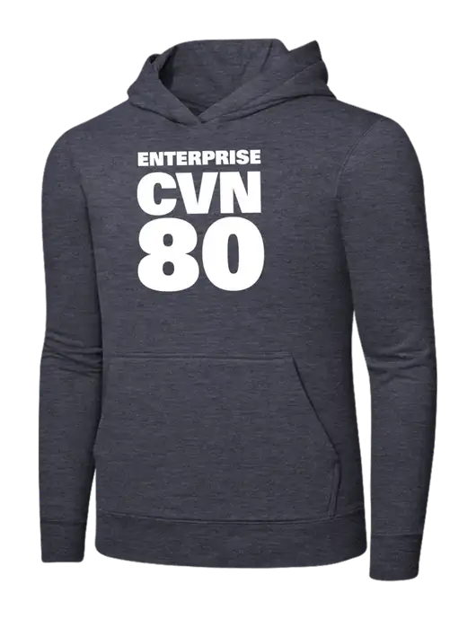 Heather Navy 7.8 oz Ring Spun Hooded Sweatshirt w/CVN 80 Logo