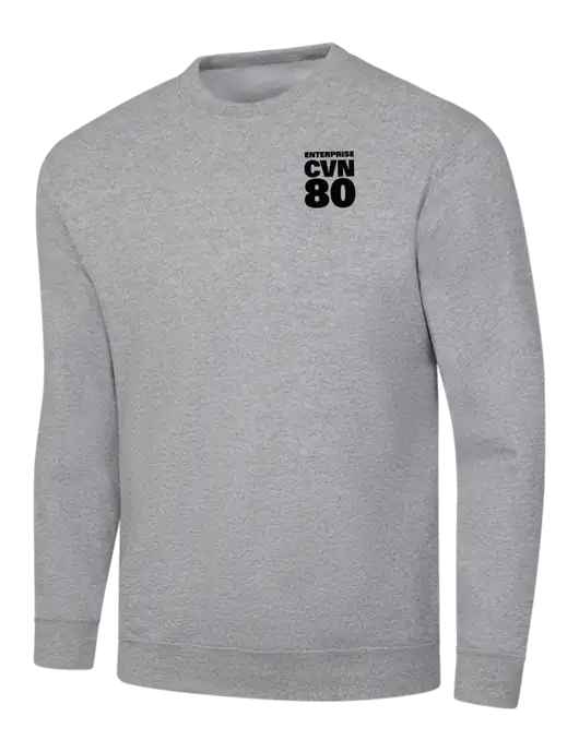 Light Grey Heather 7.8 oz Ring Spun Crew Sweatshirt w/CVN 80 Logo