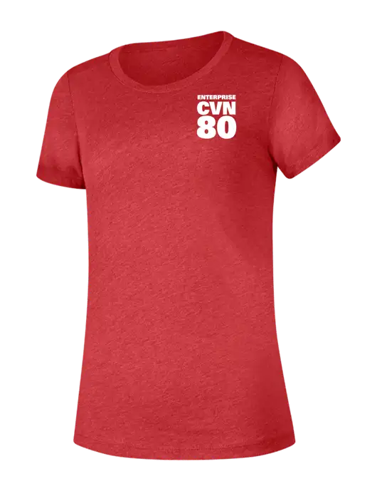 BELLA+CANVAS Womens Red Triblend Short Sleeve Tee w/CVN 80 Logo