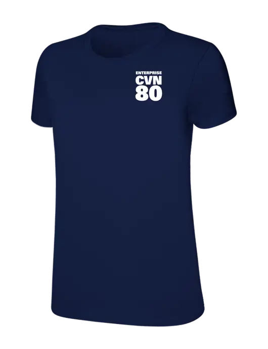 Womens Ring Spun Navy 4.5 oz T-Shirt w/CVN 80 Logo