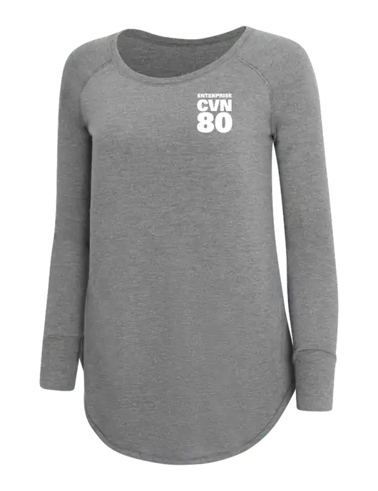 Womens Perfect Wide Collar Tunic Tri-Blend Grey Frost 4.5 oz T-Shirt w/CVN 80 Logo