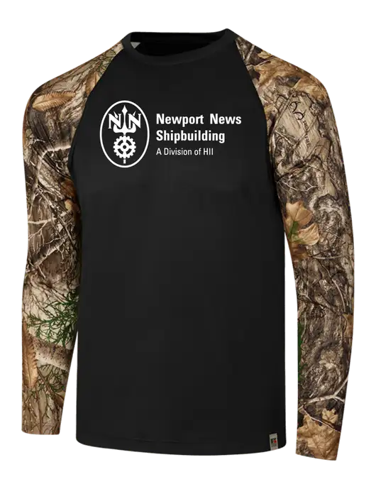 Russell Outdoors Black/Realtree Edge Camo Colorblock Performance Long Sleeve T-Shirt w/NNS Logo