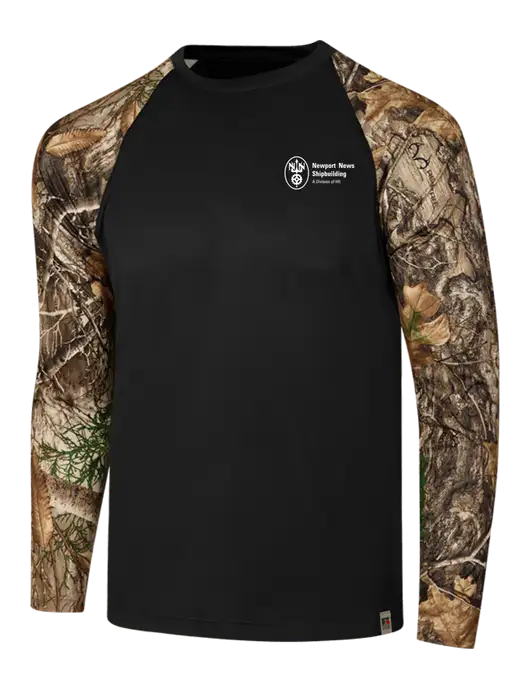 Russell Outdoors Black/Realtree Edge Camo Colorblock Performance Long Sleeve T-Shirt w/NNS Logo