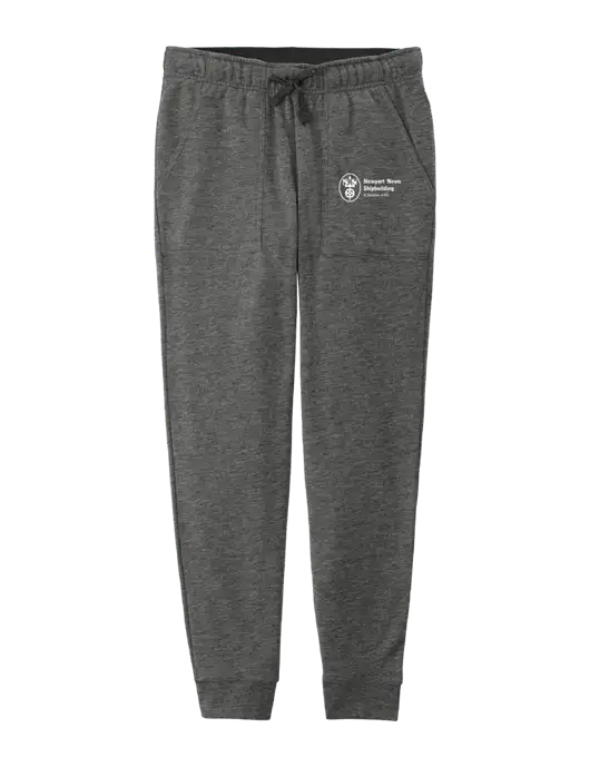 Womens Posicharge Tri-blend Wicking Dark Grey Heather Triad Solid Fleece Jogger w/NNS Logo