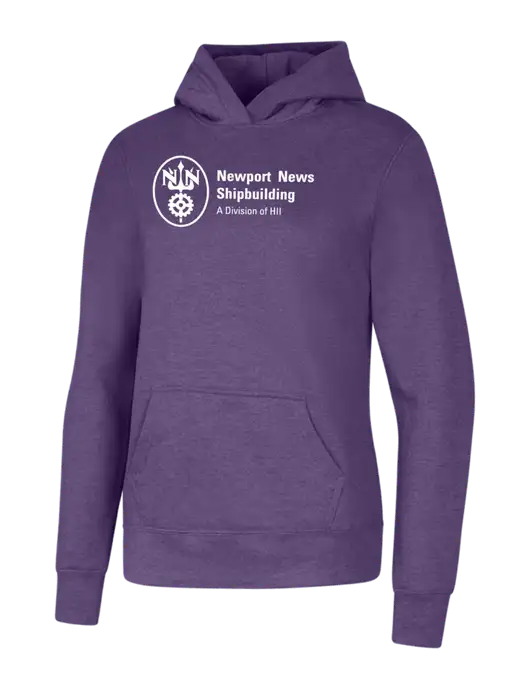 Womens Purple Heather Core Fleece Pullover Hooded Sweatshirt w/NNS Logo