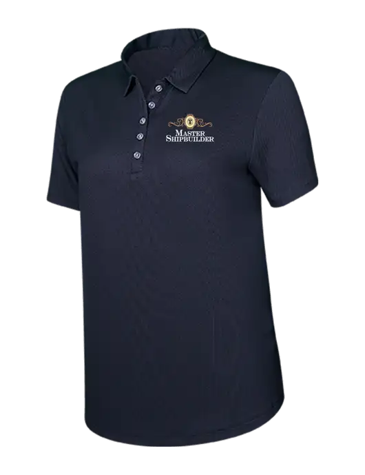 Callaway Womens Birdseye Black Polo w/Master Shipbuilder Logo