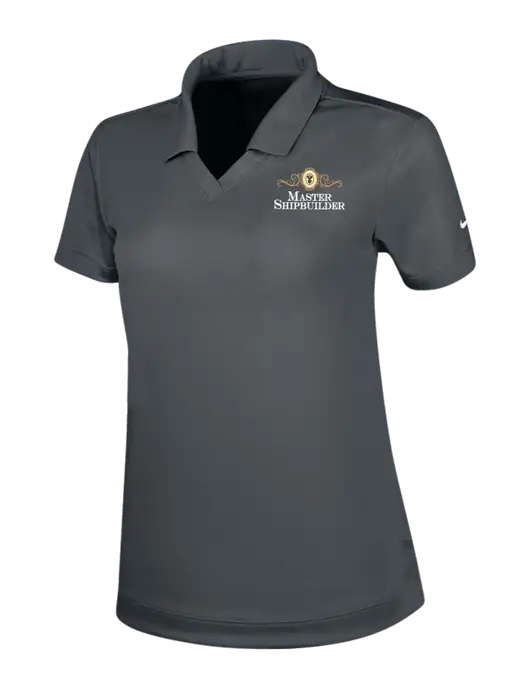 NIKE Dark Grey Womens Dri-Fit Micro Pique Polo w/Master Shipbuilder Logo