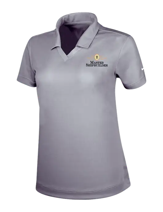 NIKE Medium Grey Womens Dri-Fit Micro Pique Polo w/Master Shipbuilder Logo