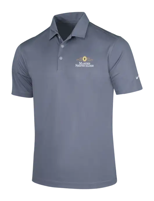 NIKE Medium Grey Dri-Fit Vertical Mesh Polo w/Master Shipbuilder Logo