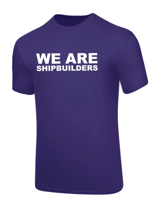 Core Blend Purple T-Shirt w/WE ARE SHIPBUILDERS Logo