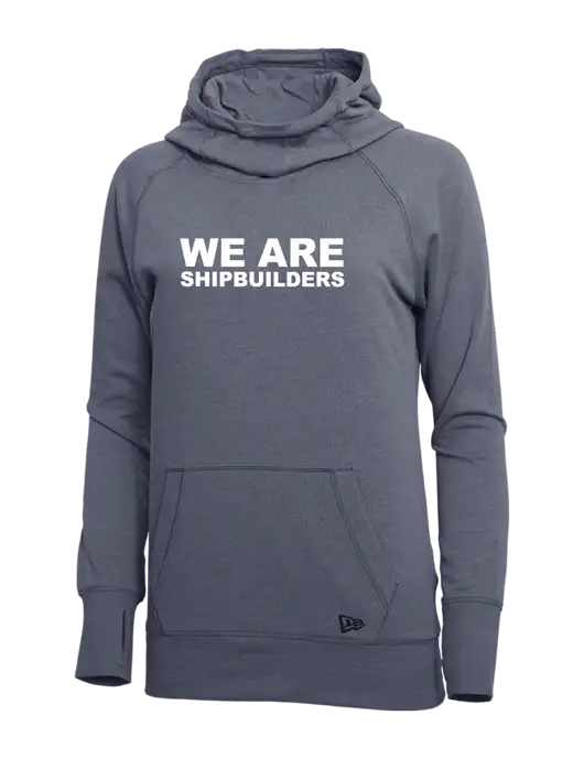 New Era True Navy Heather Womens Tri-Blend Fleece Pullover Hoodie w/WE ARE SHIPBUILDERS Logo