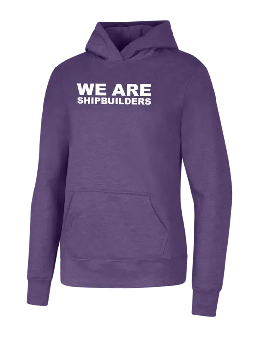 Womens Purple Heather Core Fleece Pullover Hooded Sweatshirt w/WE ARE SHIPBUILDERS Logo