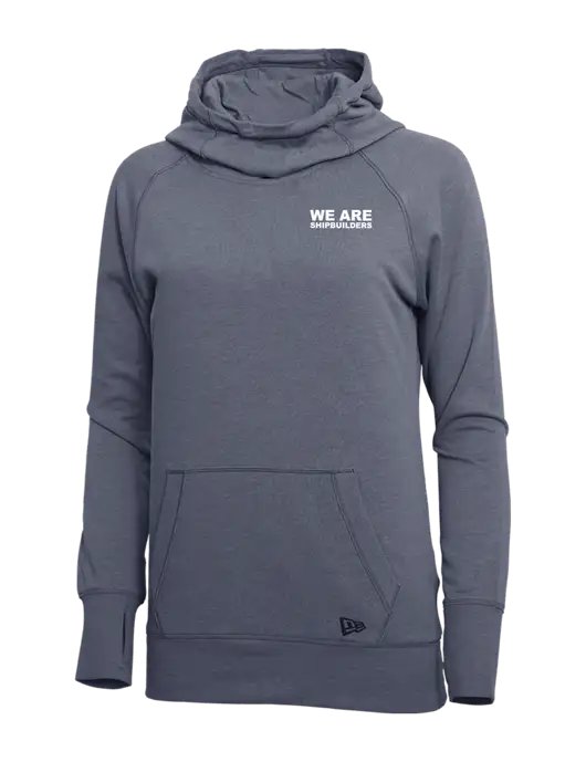 New Era True Navy Heather Womens Tri-Blend Fleece Pullover Hoodie w/WE ARE SHIPBUILDERS Logo