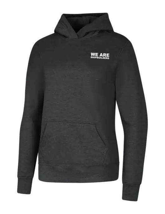 Womens Dark Grey Heather Core Fleece Pullover Hooded Sweatshirt w/WE ARE SHIPBUILDERS Logo